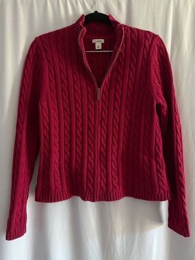 L.L. Bean Women's Cable Knit Half-Zip Sweater